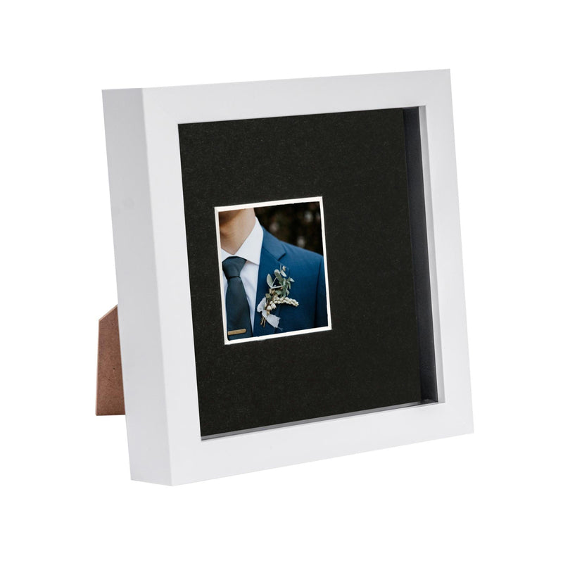 6" x 6" White 3D Box Photo Frame with 2" x 2" Mount - By Nicola Spring