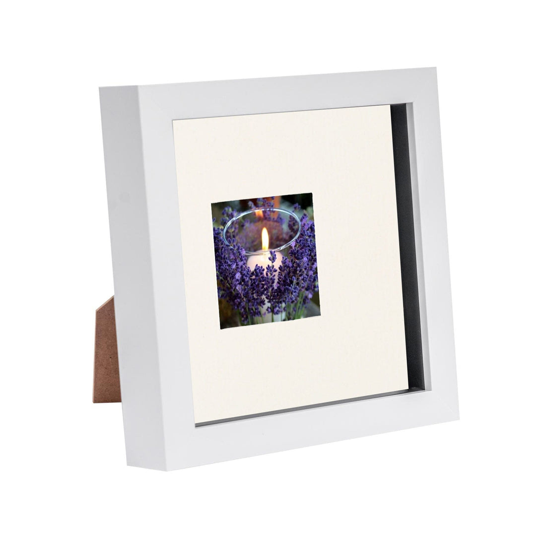 White 6" x 6" Shadow Box Photo Frame with 2" x 2" Ivory Mount