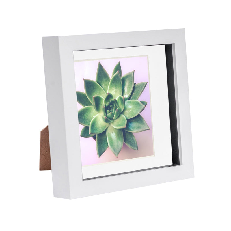 6" x 6" White 3D Box Photo Frame - with 4" x 4" Mount - By Nicola Spring