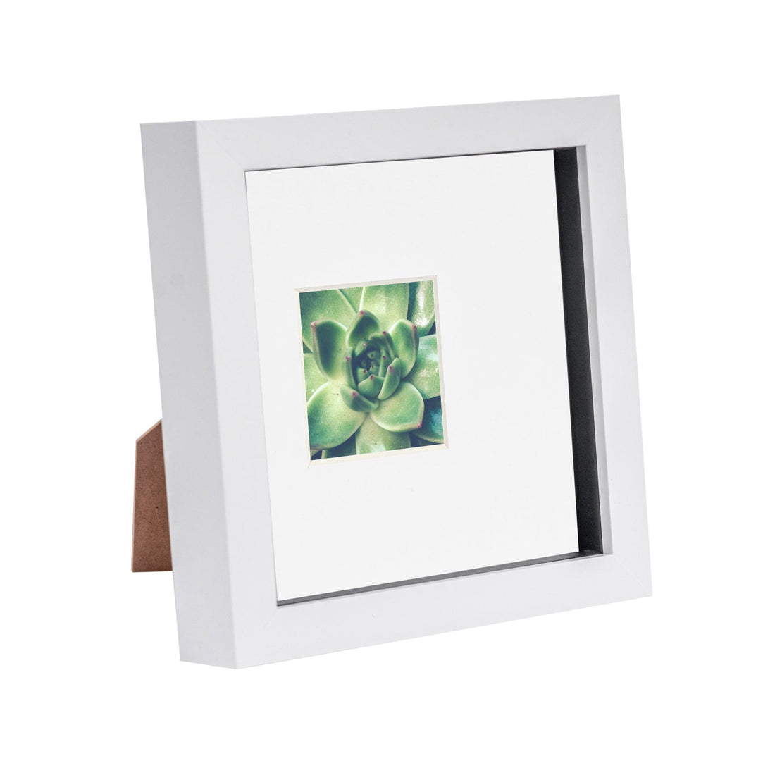 White 6" x 6" Shadow Box Photo Frame with 2" x 2" White Mount