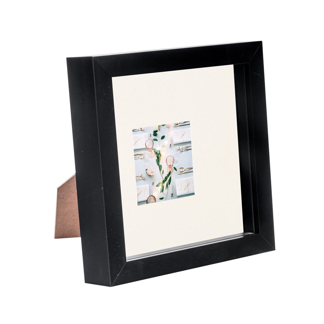 Black 6" x 6" Shadow Box Photo Frame with 2" x 2" Ivory Mount