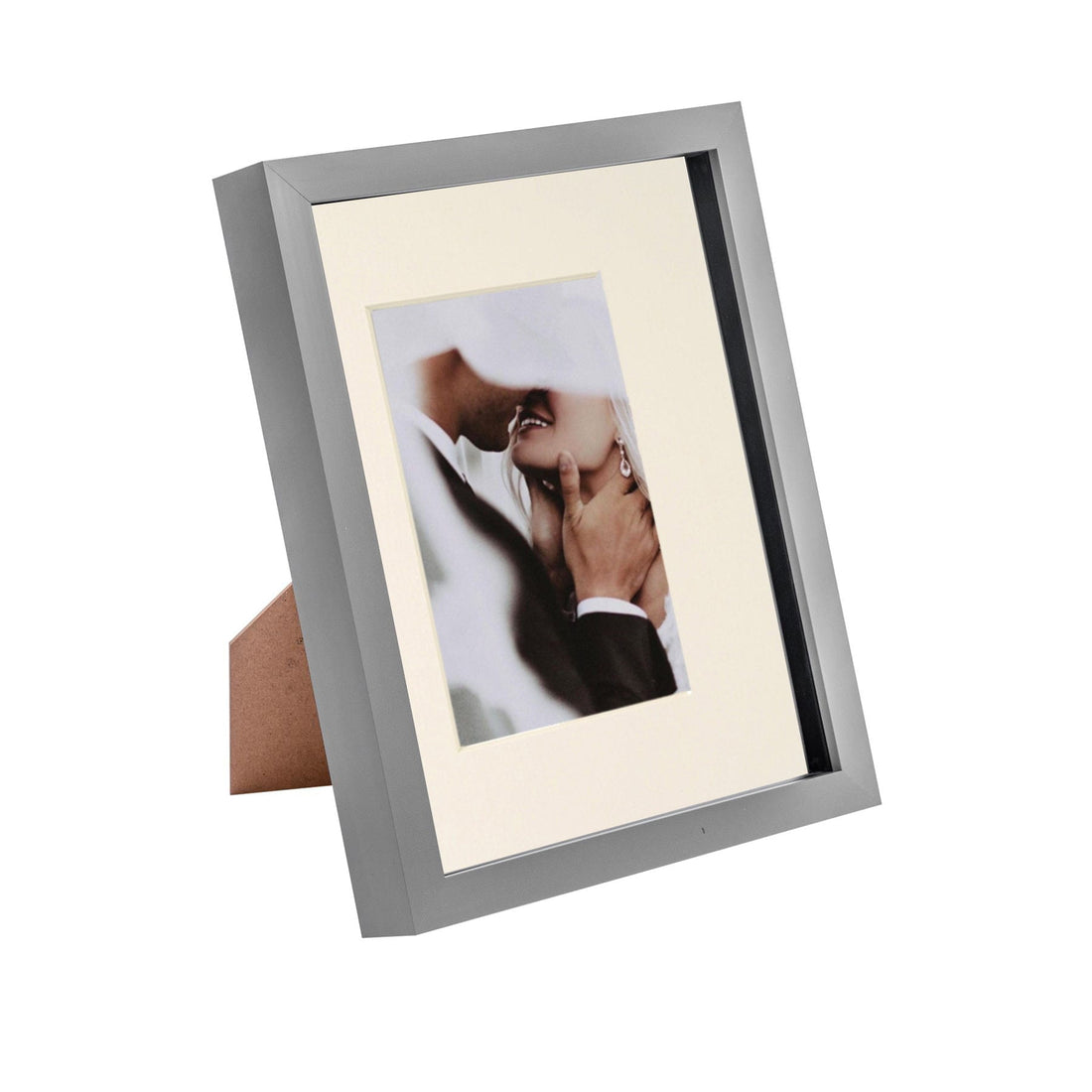 Grey 8" x 10" Shadow Box Photo Frame with 4" x 6" Ivory Mount
