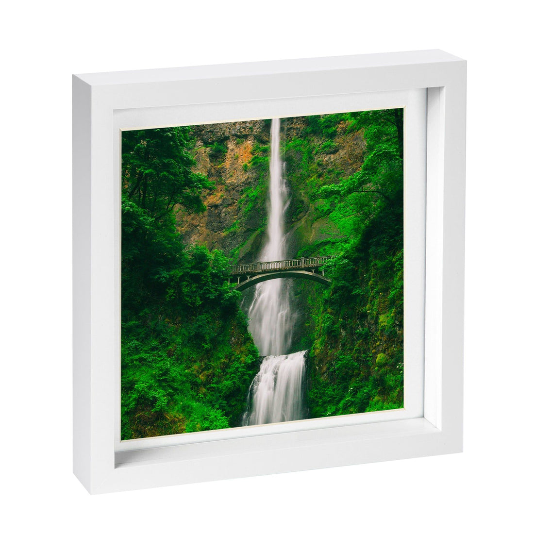 White 10" x 10" Shadow Box Photo Frame with White Frame Spacer and 8" x 8" White Mount