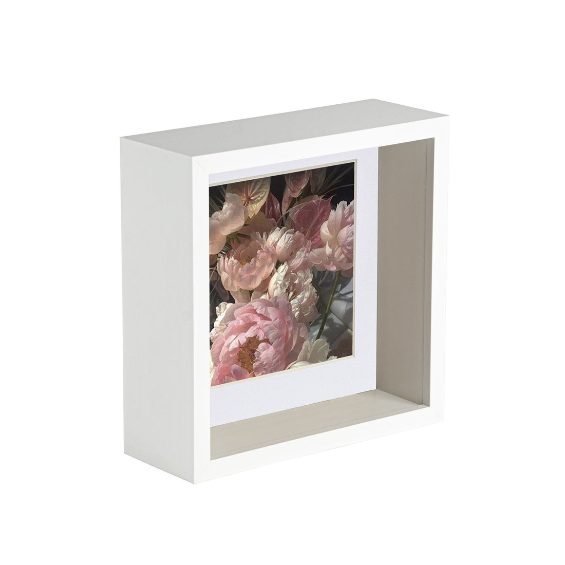 6&quot; x 6&quot; 3D Deep Box White Photo Frame with 4&quot; x 4&quot; Mount