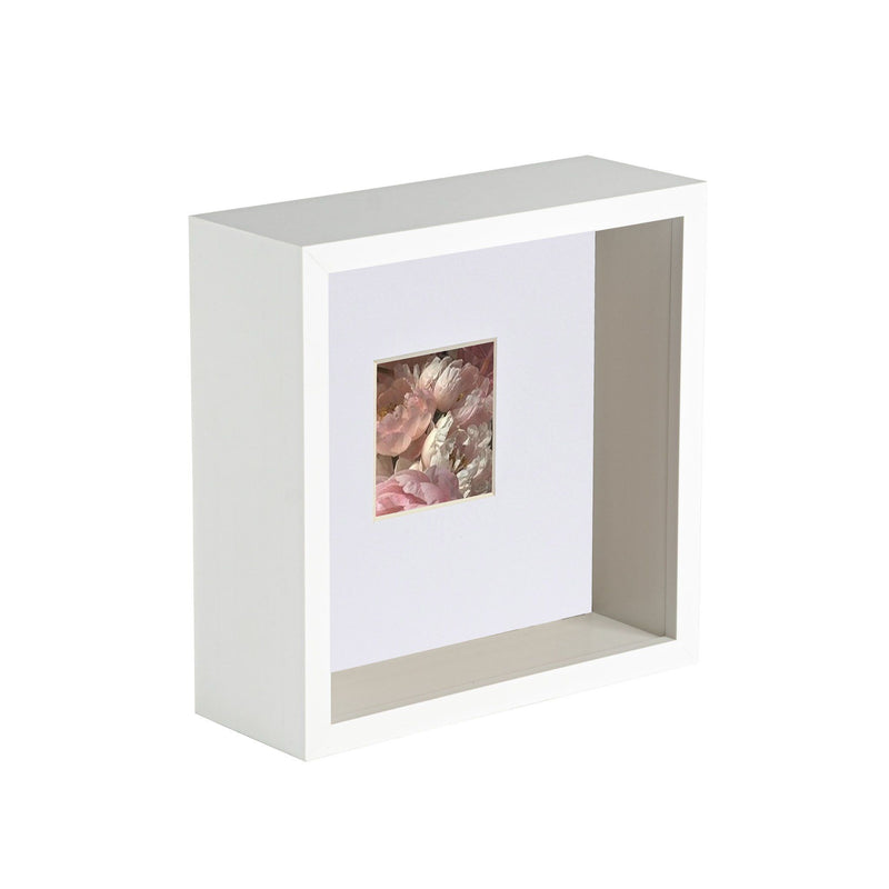 6" x 6" 3D Deep Box White Photo Frame with 2" x 2" Mount - By Nicola Spring