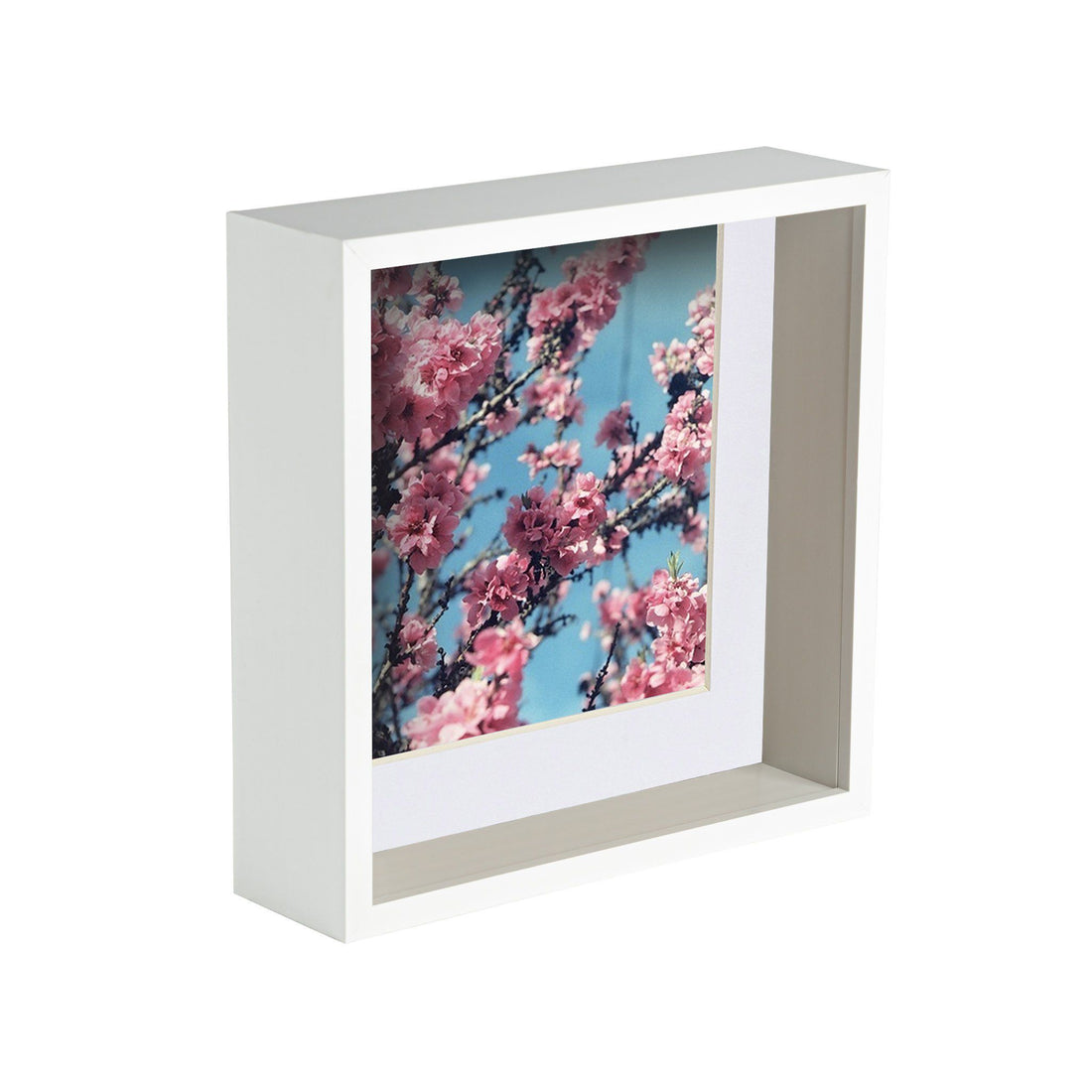 8&quot; x 8&quot; 3D Deep Box White Photo Frame with 6&quot; x 6&quot; Mount