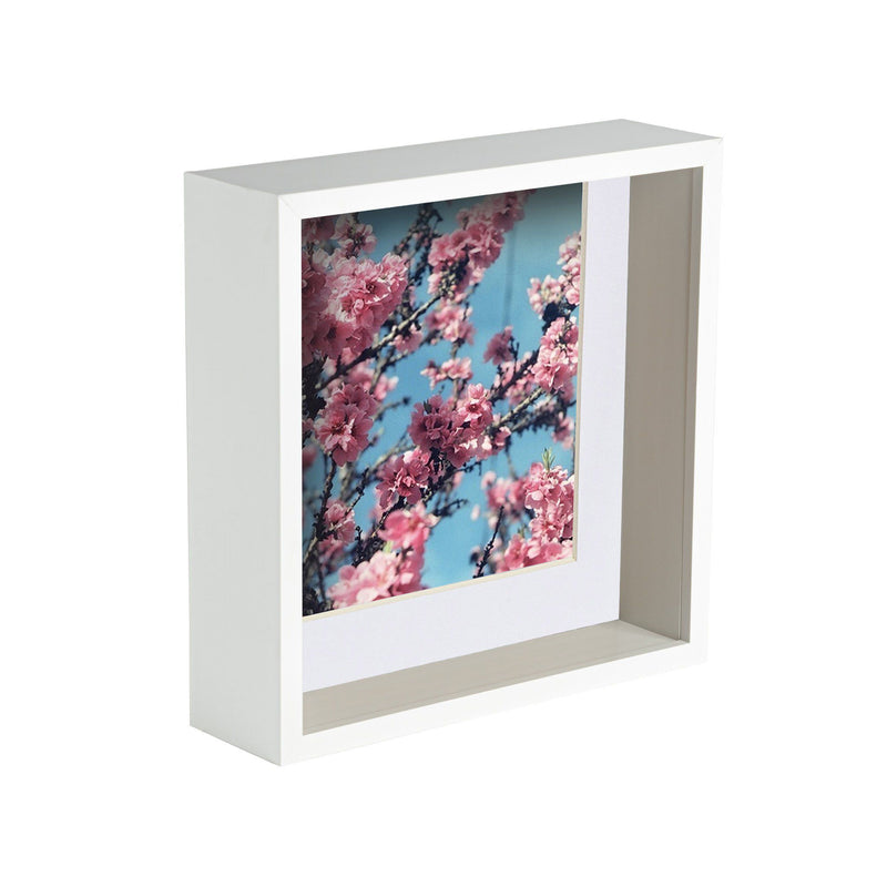 8" x 8" 3D Deep Box White Photo Frame with 6" x 6" Mount - By Nicola Spring