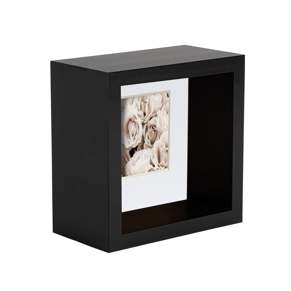 4&quot; x 4&quot; 3D Deep Box Black Photo Frame with 2&quot; x 2&quot; Mount