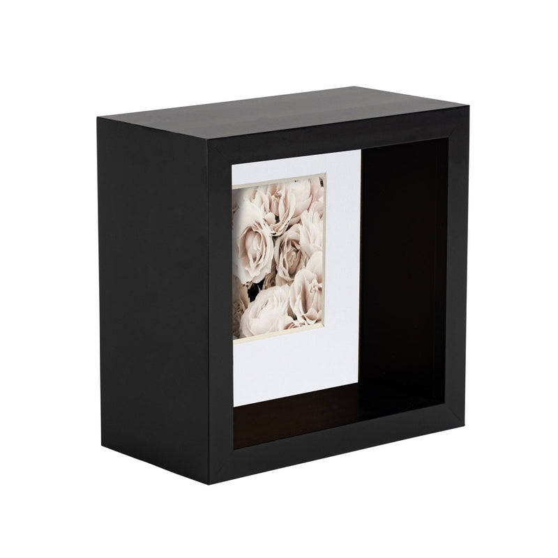 4" x 4" 3D Deep Box Black Photo Frame with 2" x 2" Mount - By Nicola Spring