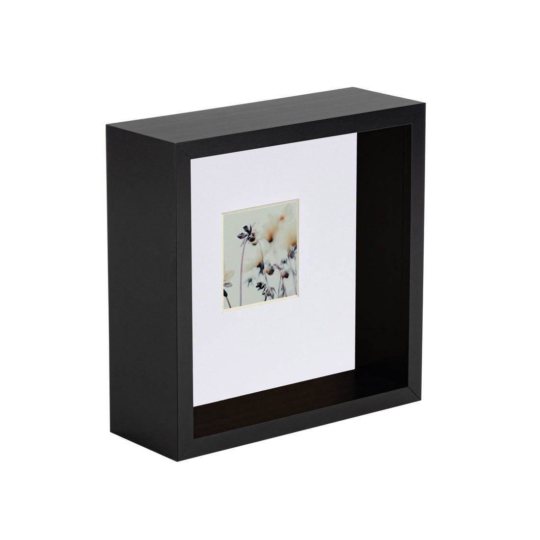 6&quot; x 6&quot; 3D Deep Box Black Photo Frame with 2&quot; x 2&quot; Mount
