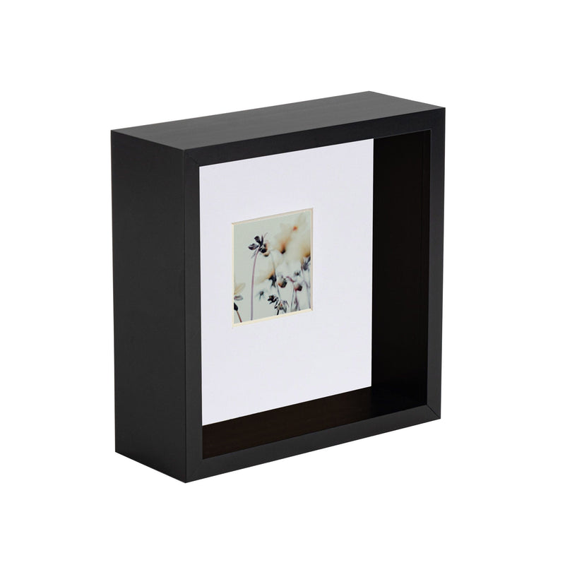 6" x 6" 3D Deep Box Black Photo Frame with 2" x 2" Mount - By Nicola Spring