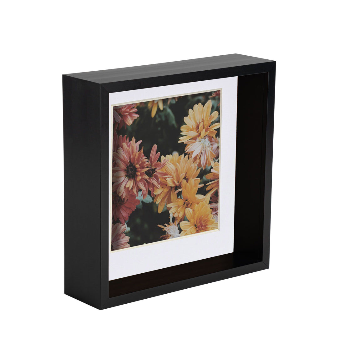 8&quot; x 8&quot; 3D Deep Box Black Photo Frame with 6&quot; x 6&quot; Mount