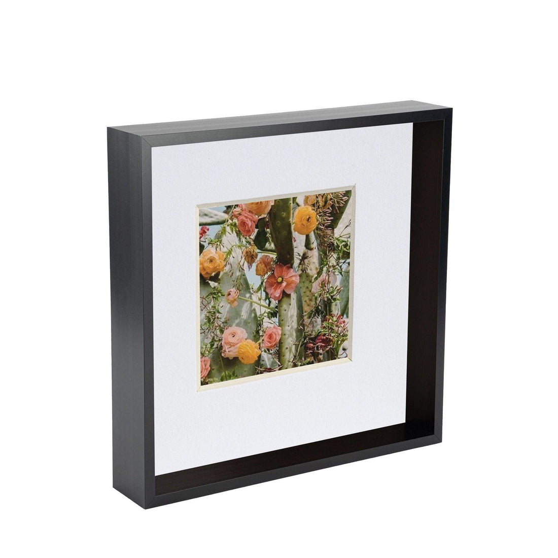 Black 10" x 10" Deep Shadow Box Photo Frame with 6" x 6" Mount