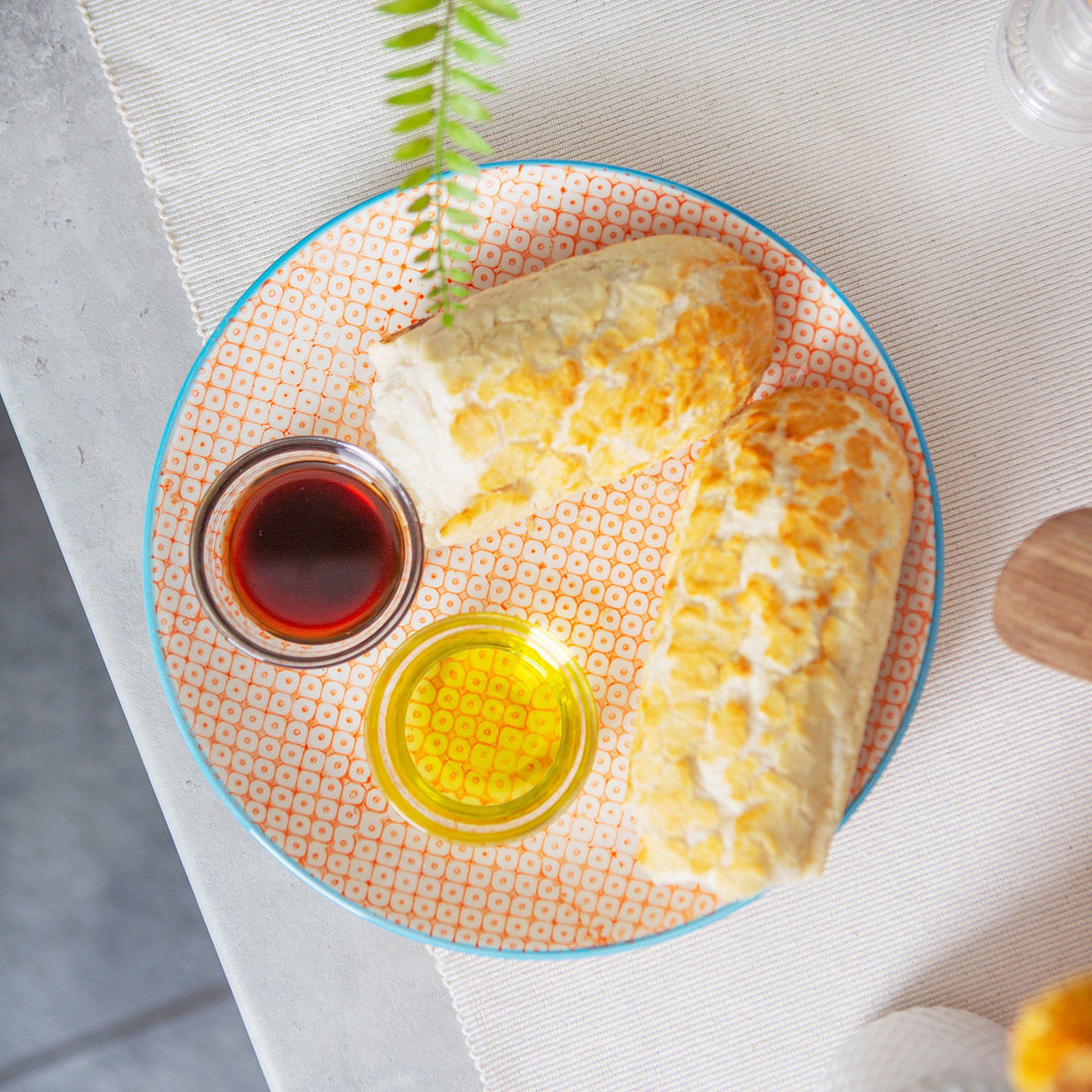 18cm Hand Printed Orange Stoneware Side Plates - Pack of Six