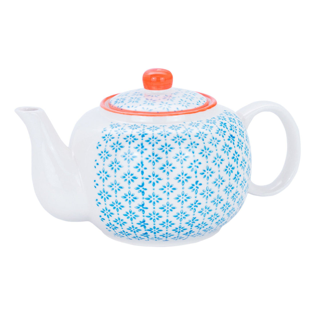 820ml Blue Hand Printed Stoneware Teapot