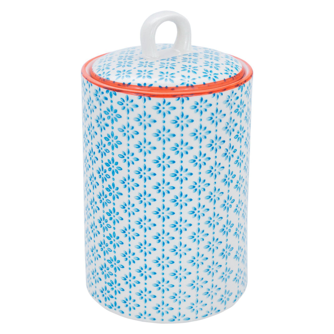 Hand Printed Blue Stoneware Kitchen Canister