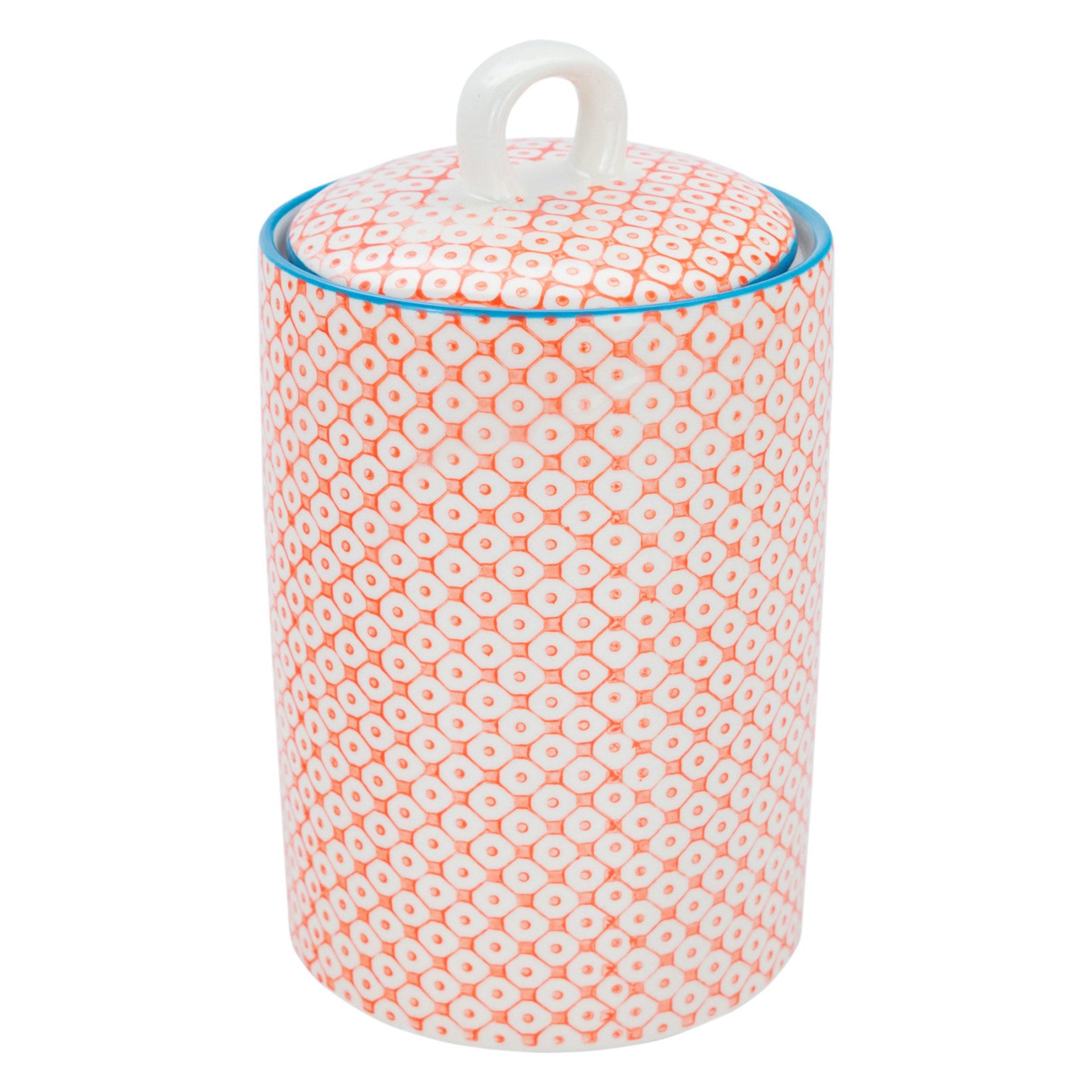 Hand Printed Stoneware Kitchen Canister Orange