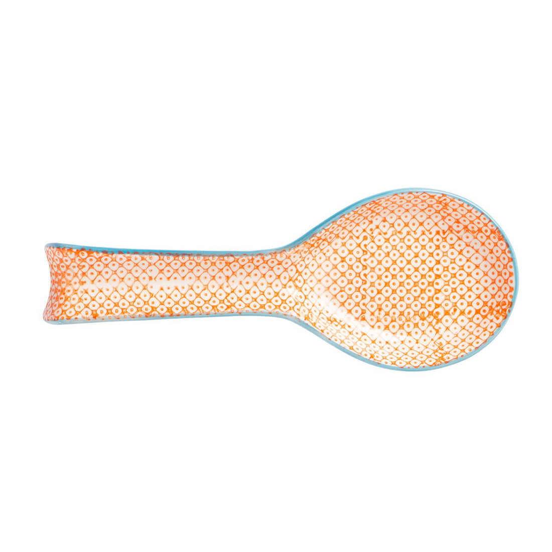 Orange Floral Hand Printed Stoneware Spoon Rest