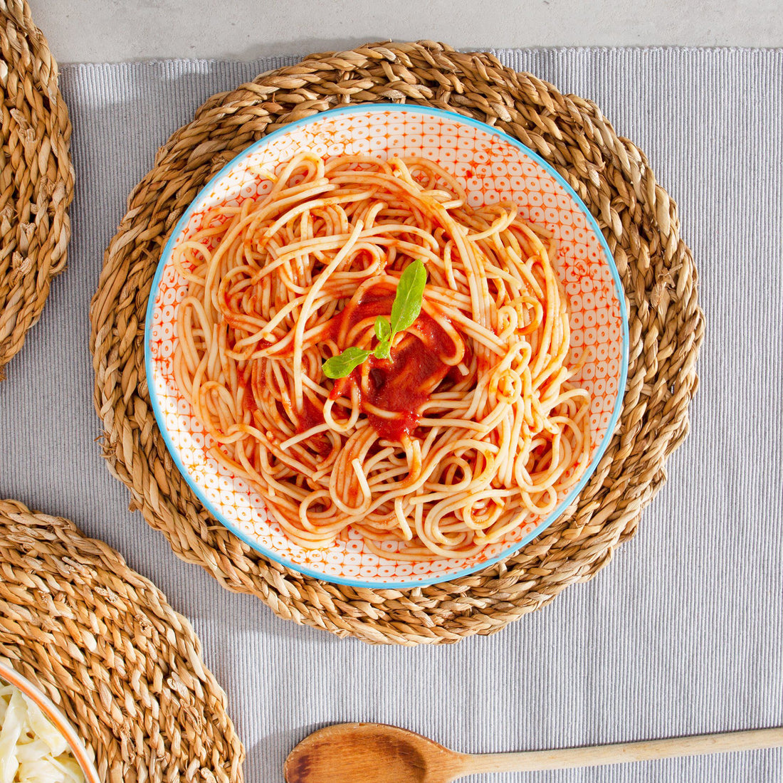 Orange 22cm Hand-Printed Stoneware Pasta Bowl