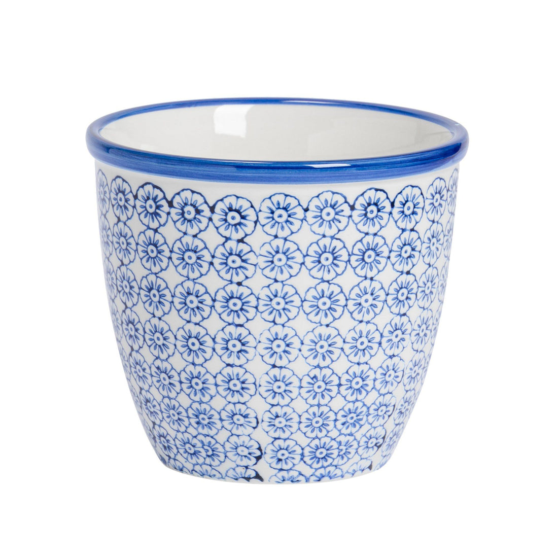 14cm Hand Printed Orange Stoneware Plant Pot