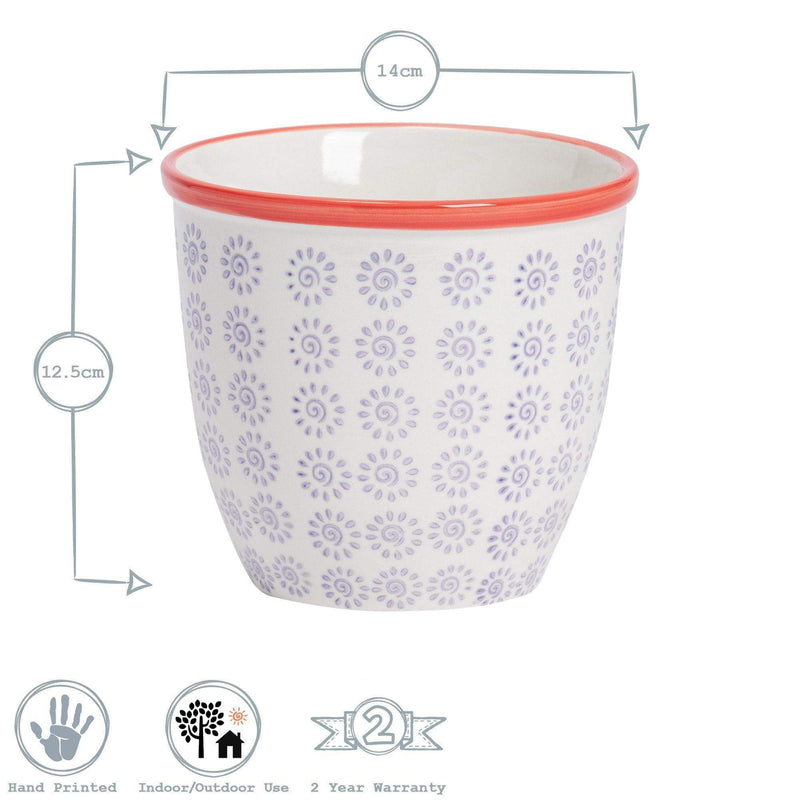 14cm Hand Printed China Plant Pot - By Nicola Spring