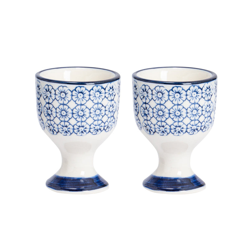 Floral Hand Printed China Egg Cups - Pack of Two - By Nicola Spring