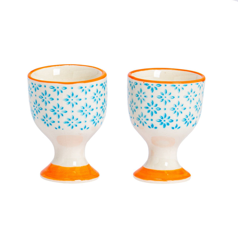 Floral Hand Printed China Egg Cups - Pack of Two - By Nicola Spring