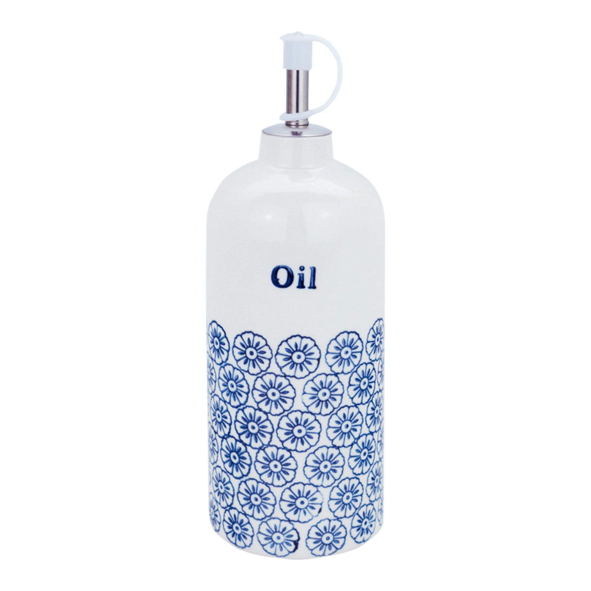Hand Printed Stoneware Oil Bottle Pourer
