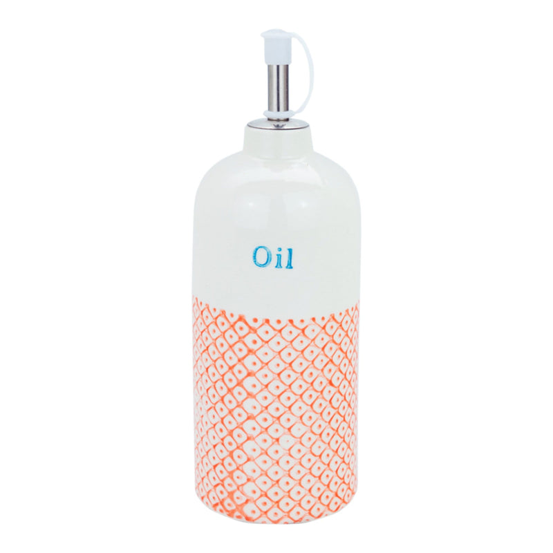 500ml Hand Printed Porcelain Olive Oil Bottle with Pourer - By Nicola Spring