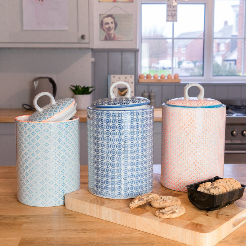 Hand Printed Stoneware Kitchen Canister - By Nicola Spring