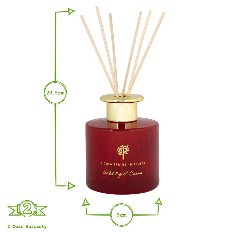 200ml Wild Fig & Cassis Glass Reed Diffuser - By Nicola Spring