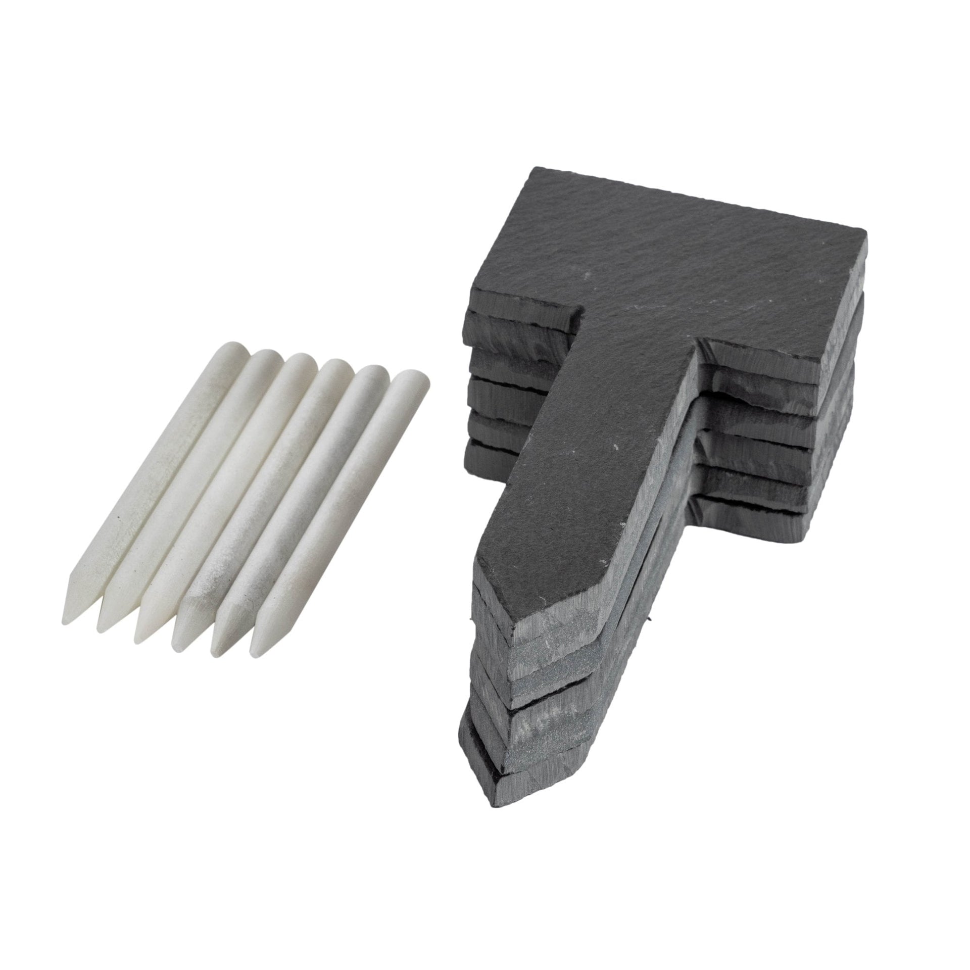 6pc Slate Plant Marker Labels Set Chalk Pencils