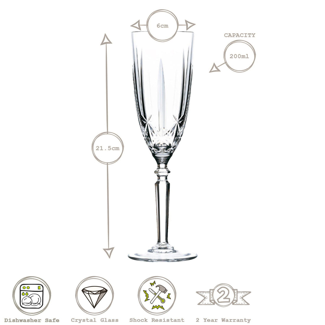 200ml Crystal Orchestra Champagne Flutes - Pack of Six