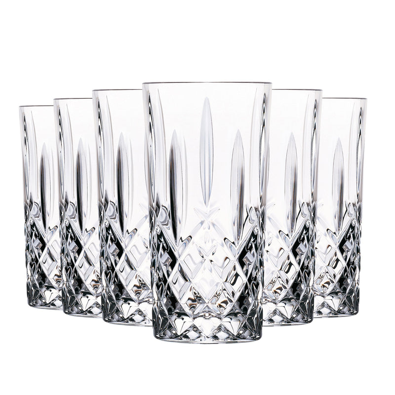 RCR Crystal Orchestra Cut Glass Highball Cocktail Glasses - 396ml - Pack of 6