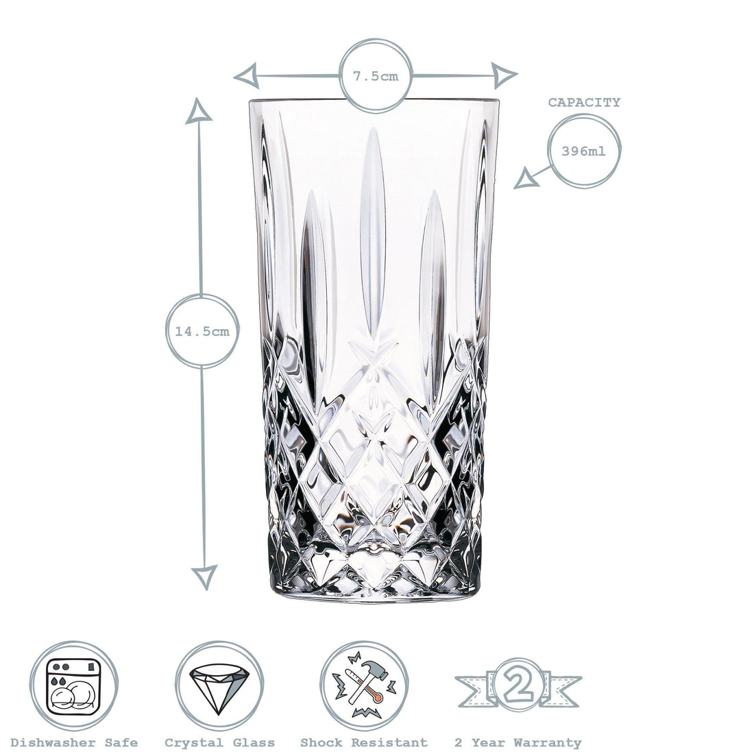Orchestra Crystal Highball Glasses - Pack of Six