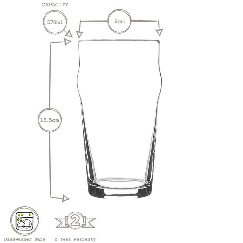 570ml Nonic Pint Beer Glasses - Pack of Four - By Rink Drink