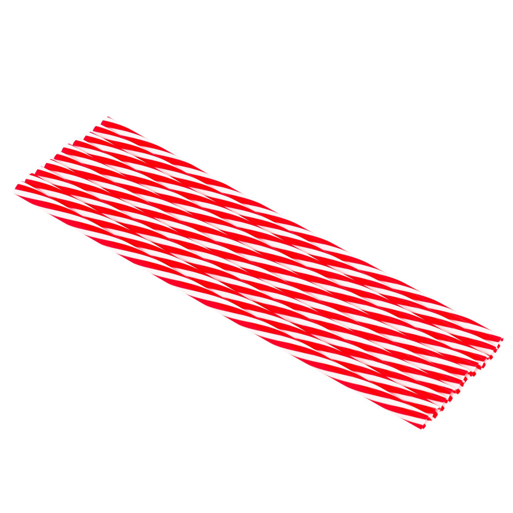 Red Stripe Reusable Plastic Drinking Straws - Pack of 10 - By Rink Drink