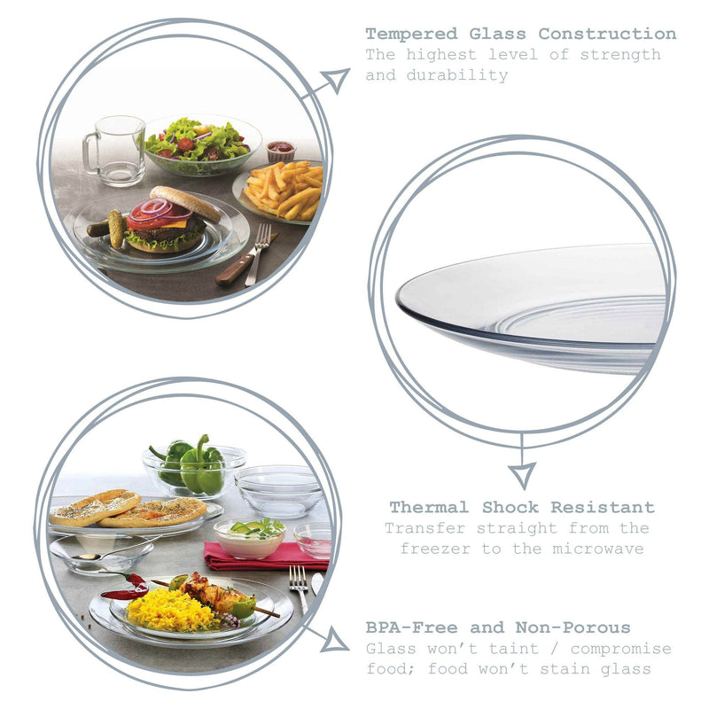 19cm Clear Lys Glass Dessert Plates - Pack of Six - By Duralex