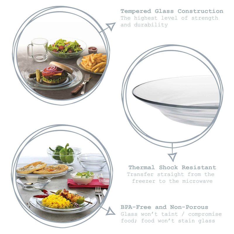 23cm Clear Lys Glass Soup Bowls - Pack of Six - By Duralex