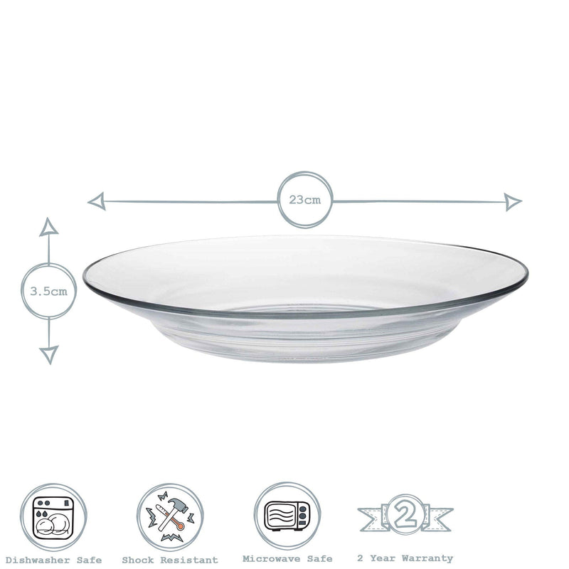 23cm Clear Lys Glass Soup Bowls - Pack of Six - By Duralex