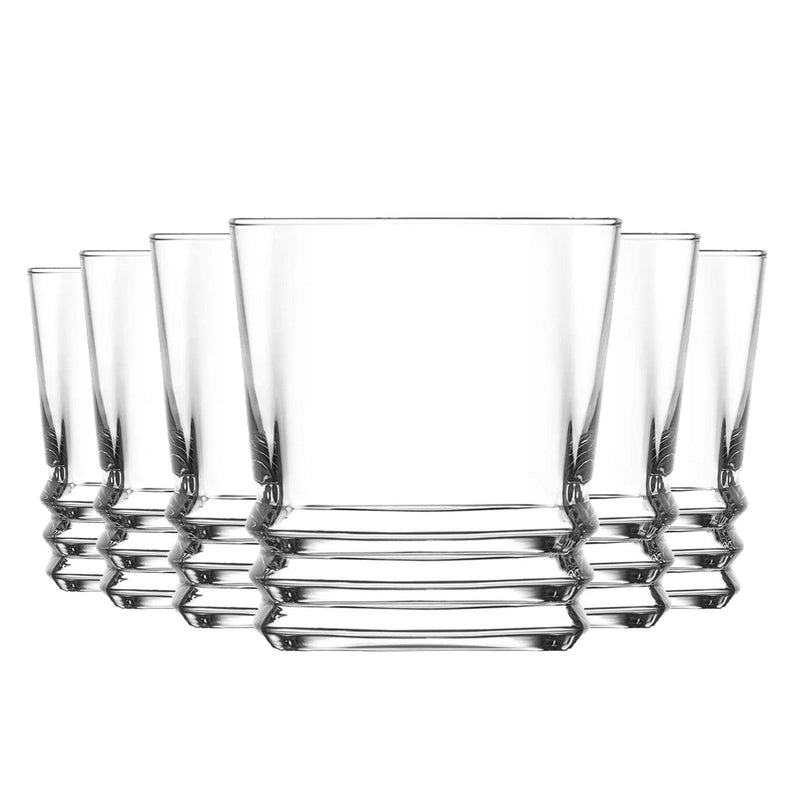 LAV 6 Piece Elegan Ridged Whisky Glasses Set - 315ml