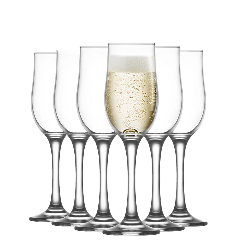 LAV 6 Piece Nevakar Glass Champagne Tulips Set - 195ml