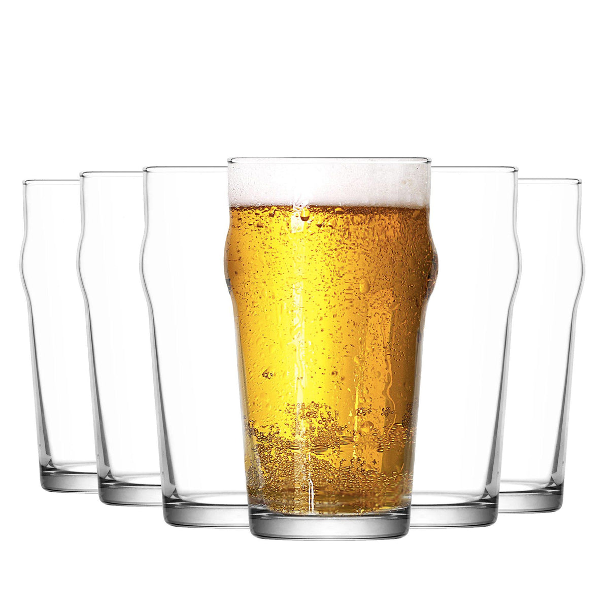 Clear Noniq Pint Beer Glasses Pack Six