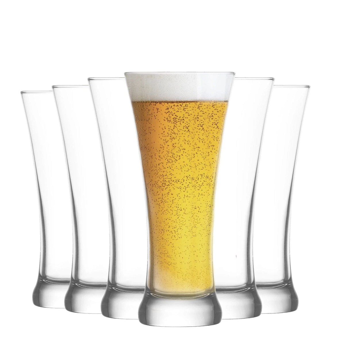 Clear Sorgum Pilsner Beer Glasses Pack Six