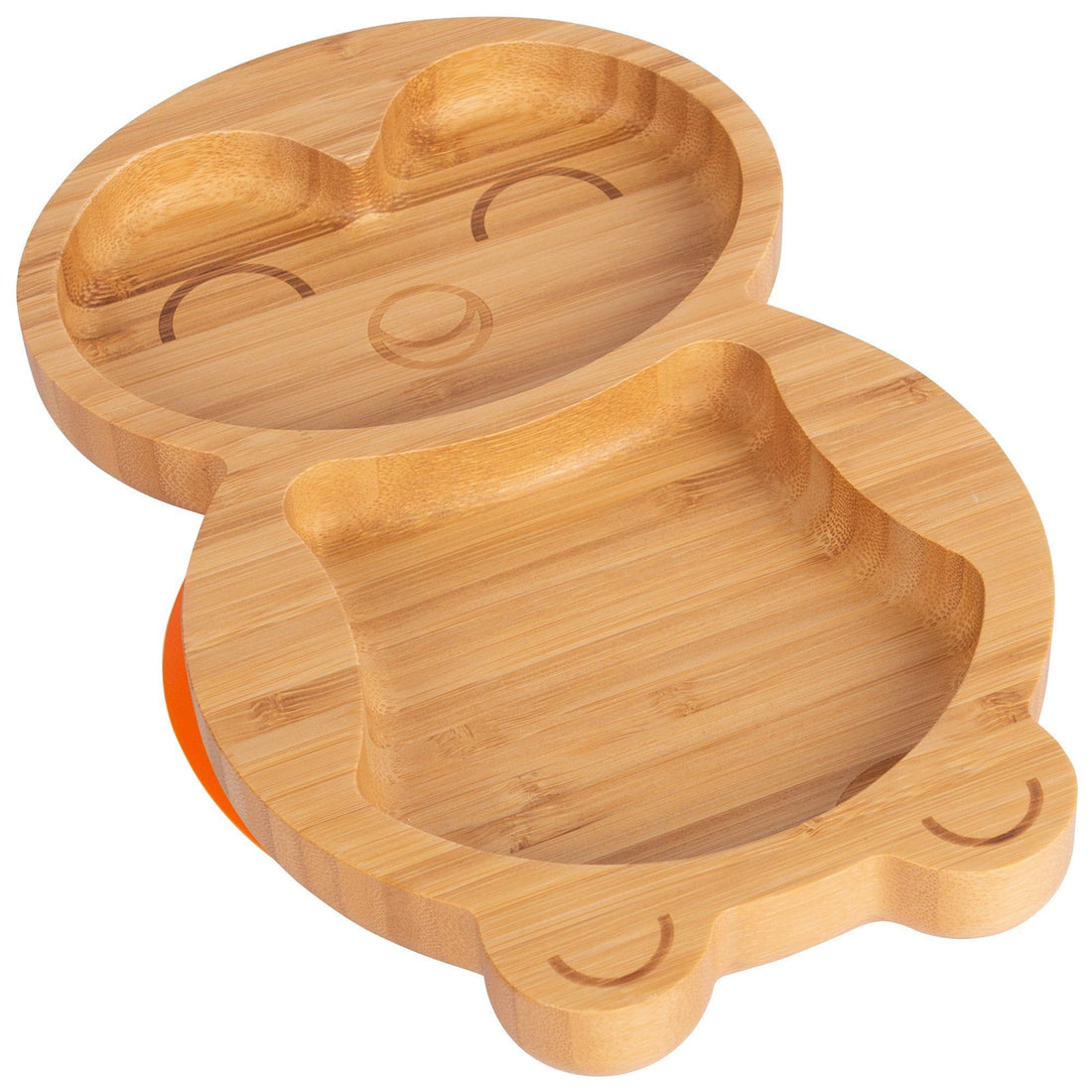 Pickles the Penguin Bamboo Plate with Orange Suction Base