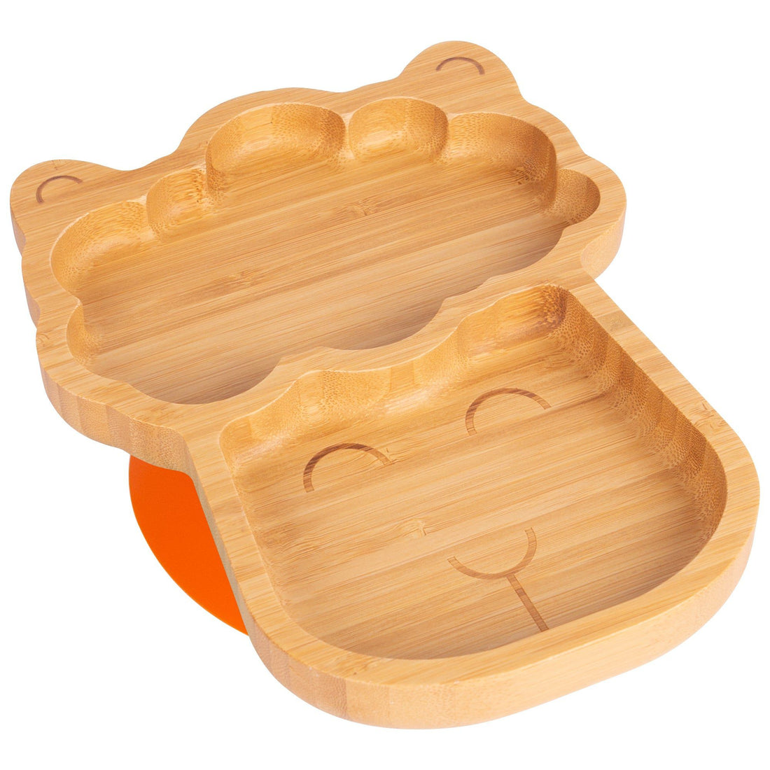 Lenny the Llama Bamboo Plate with Orange Suction Base
