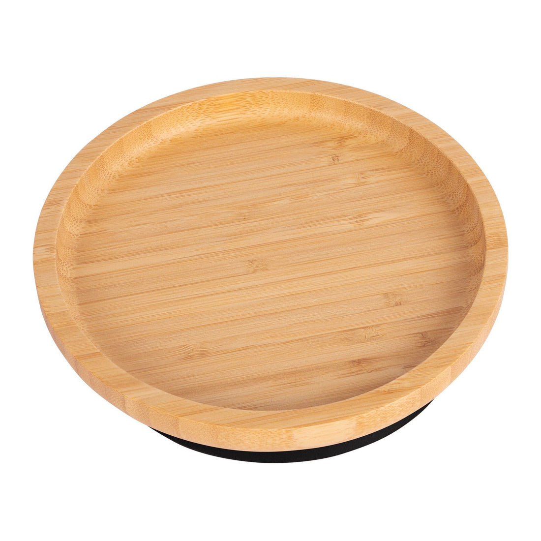Round Undivided Bamboo Plate with Black Suction Base