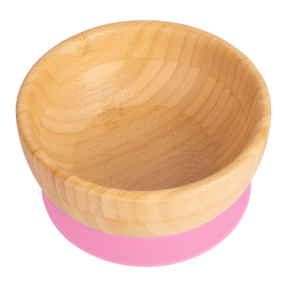 Bamboo Bowl with Pink Suction Base