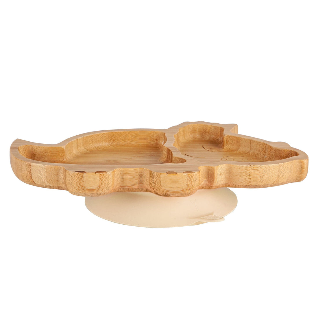 Dani the Dinosaur Bamboo Plate with Beige Suction Base