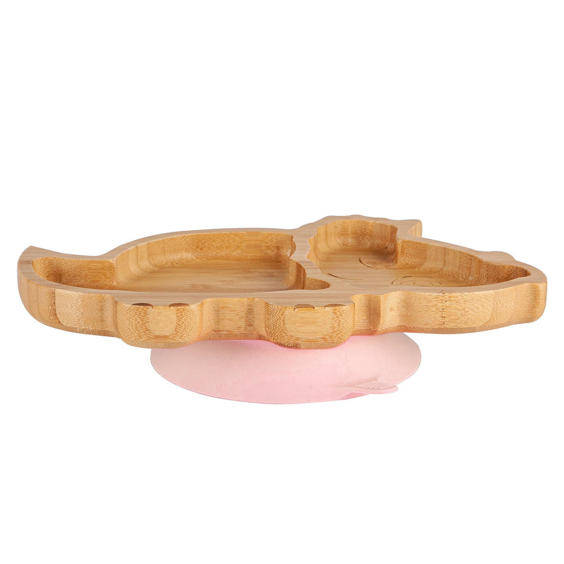 Dani the Dinosaur Bamboo Plate with Pastel Pink Suction Base